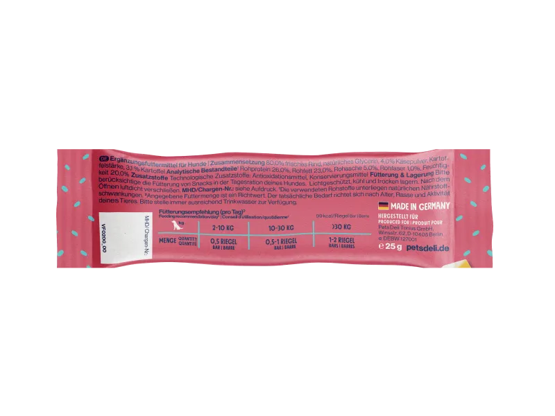 Pets Deli Yummy Bar Snack Yummy Bar Rind mit Käse 25g